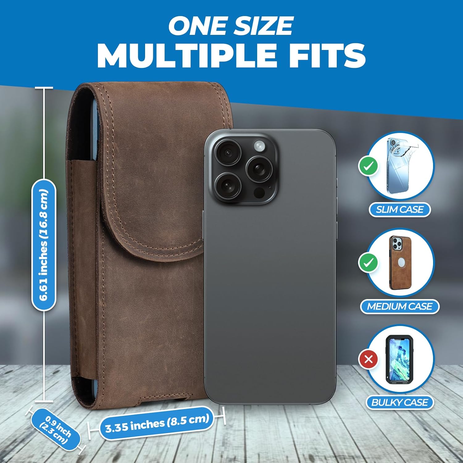 Hengwin Genuine Leather Cell Phone Holster Fits for iPhone 17 16 15 14 13 Pro Samsung Galaxy S25 S24 S23 Magnetic Closure Smartphone Holder Case with Belt Clip Phone Pouch (Retro Brown) - Image 6