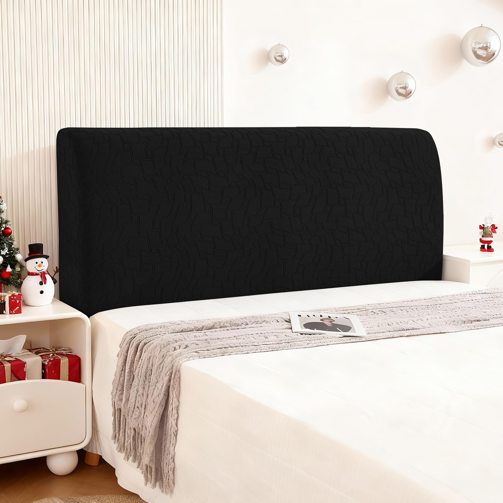 Ystyle Housse Tete De Lit, Housse De Tête De Lit Extensible Doux, Couvre Tete De Lit Antipoussière, Moderne Couvre De Protection Tête De Lit, Déhoussable Et Lavable (150CM, Noir)