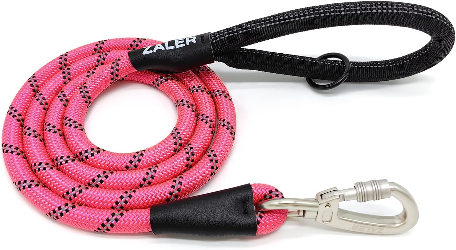 ZALER Rope Dog Leash, 4/5/6 Foot Reflective Dog Leashes with Carabiner, Heavy Duty