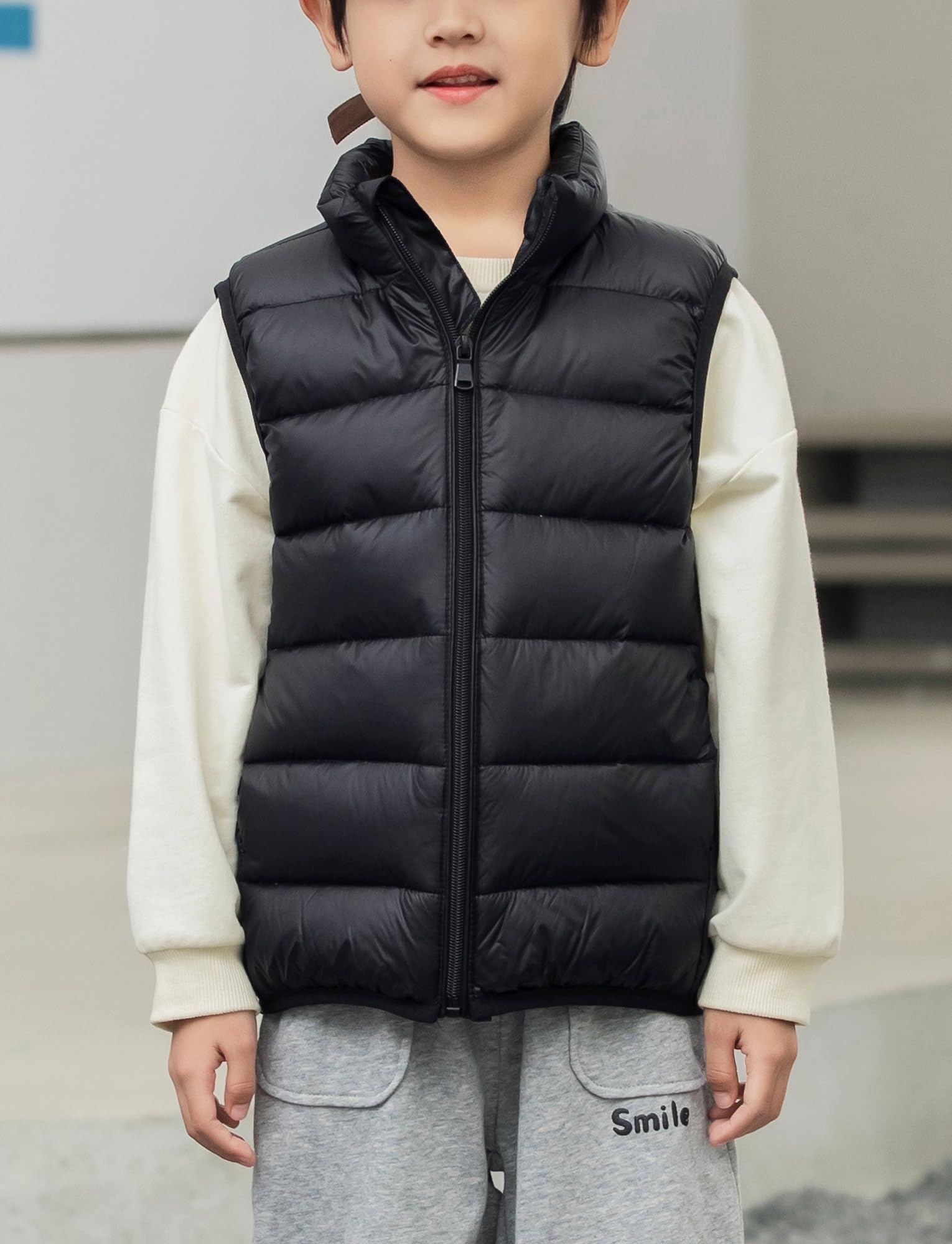 Maeau - Gilet Sans Manches Fille Col Haut Veste Chaude Légère Sans Manches Manteaux en Duvet Enfants Garçon Gilet en Duvet Printemps Automne Hiver 2-12 Ans