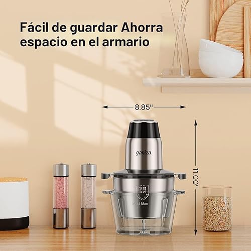 Miniatura 5 de GANIZA Procesadores de alimentos, picadora eléctrica de alimentos con picadora de carne y picadora de verduras, 2 cuencos (8 tazas+8 tazas) con Negro