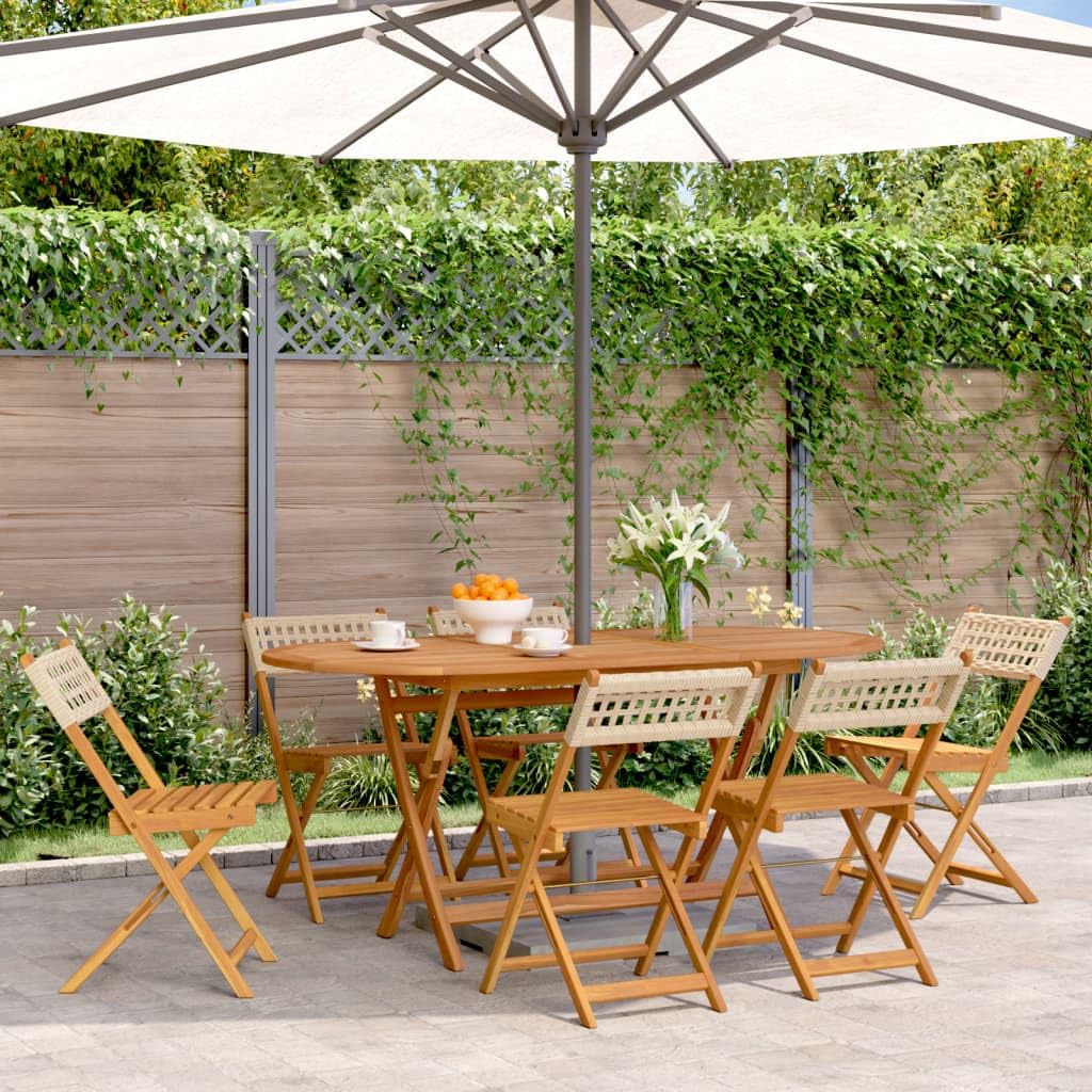 Chaises de table pliantes lot de 6 rotin beige pour embellir vos repas en terrasse