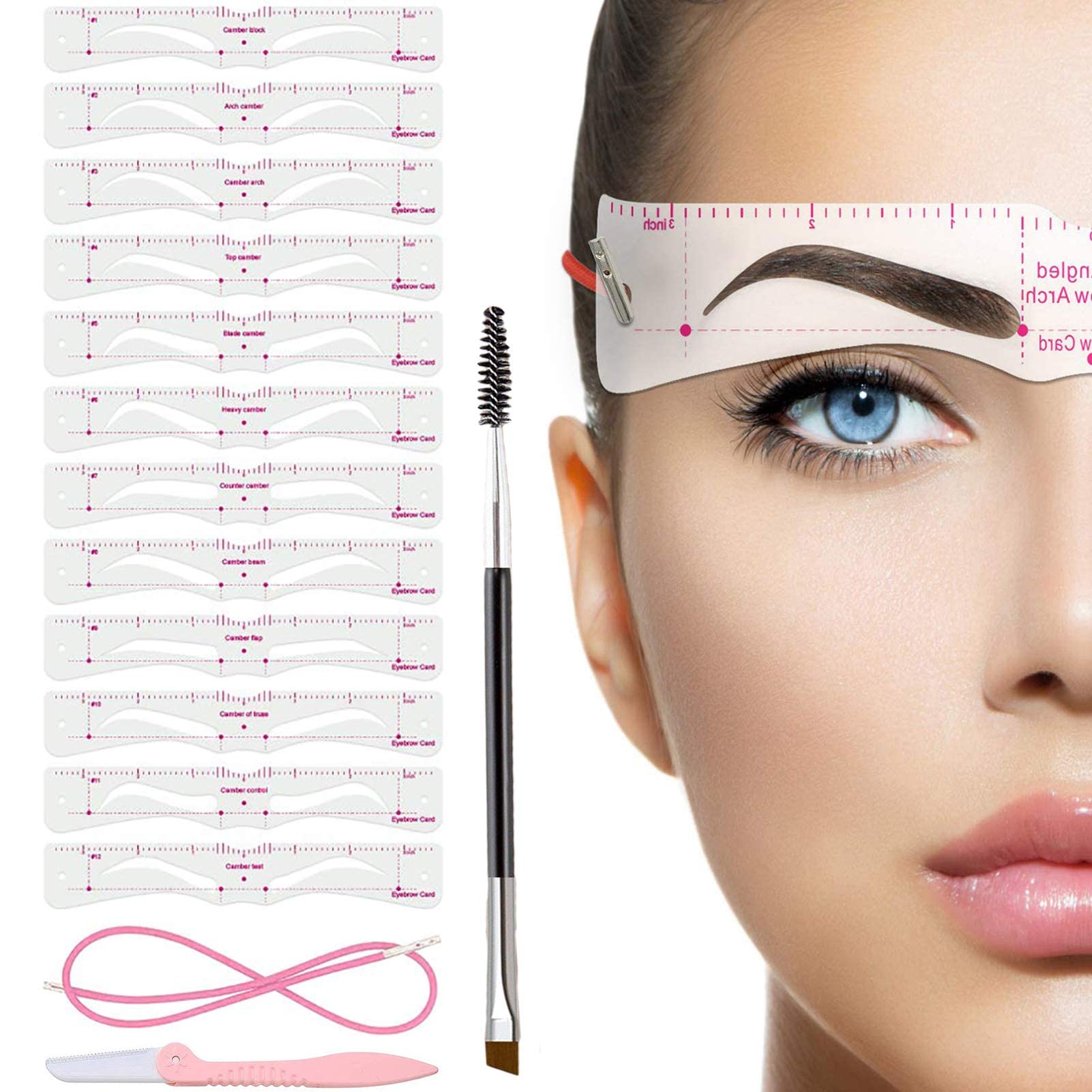 15 Pcs Eyebrow Stencil for Women, Eyebrow Shaper Tool and Eyeliner Stencil Reusable, Makeup Stencils for Face Ideal for Precise Eyebrow Shaping and Defining-picture-22