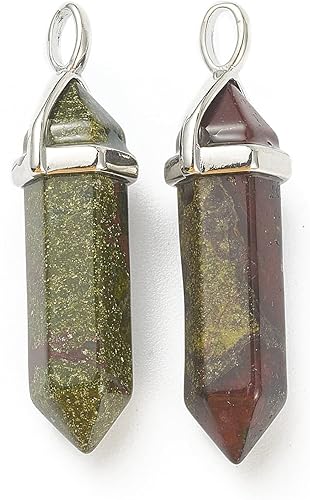 Miniatura 2 de Beadthoven - Colgantes con forma de bala de cristal curativo con piedras preciosas curativas de chakras, reiki, para hacer collares, accesorios