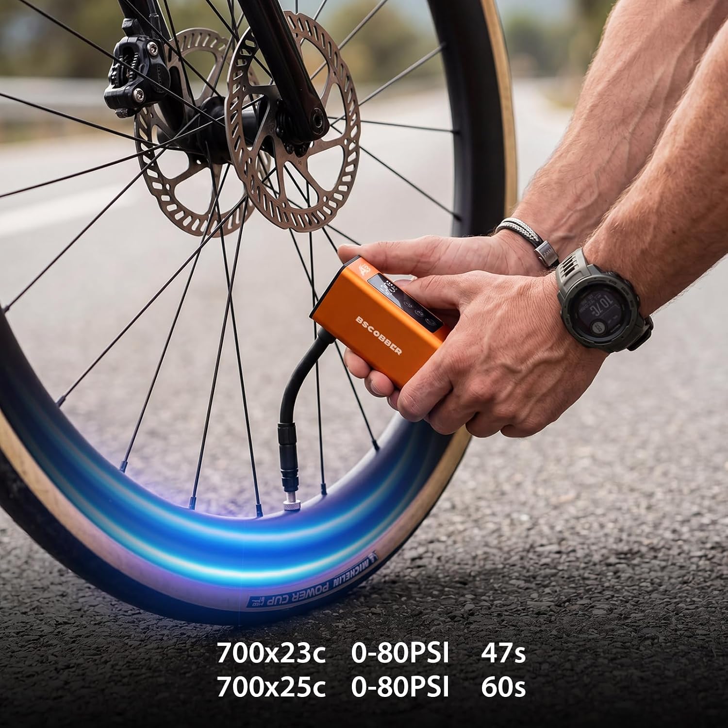 120 PSI Auto Shut-Off Tire Inflator with Digital Gauge, Mini Electric Bike Pump for Road, MTB & Gravel, Frame Mount Compatible