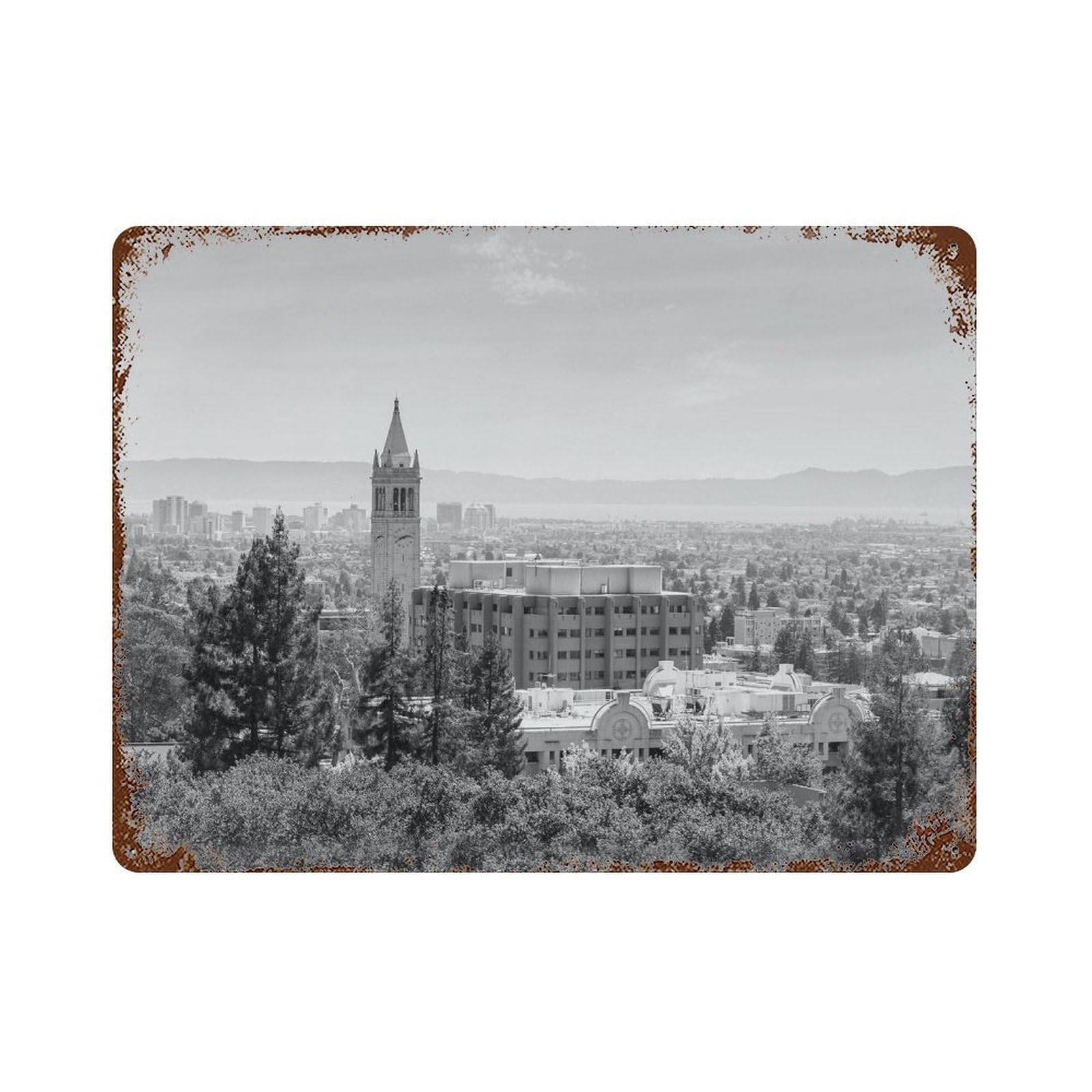 xiaoxiaoshen Black And White Berkeley Photo Decor California Wall Decor Art Metal Tin Poster Modern Home Decor Art Home Bar Shop Decorations Vintage Sign 30x40cm