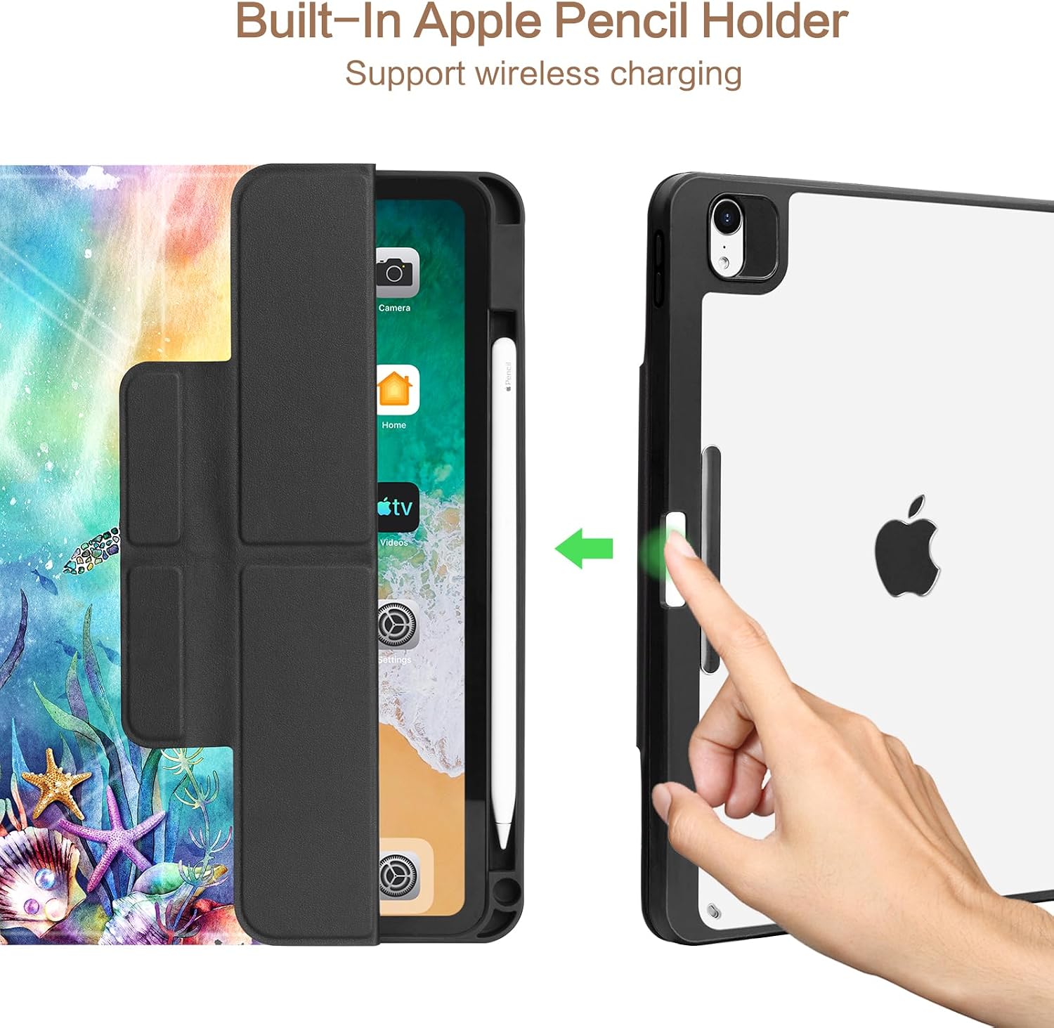 Lokigo New Case for iPad Air 11-inch M2/M3/ M4 (2024/2025/2026), iPad Air 5th/4th Generation (2022/2020) 10.9 Inch iPad Case with Pencil Holder -Adjustable Stand,Shockproof,Auto Sleep/Wake Blue Turtle