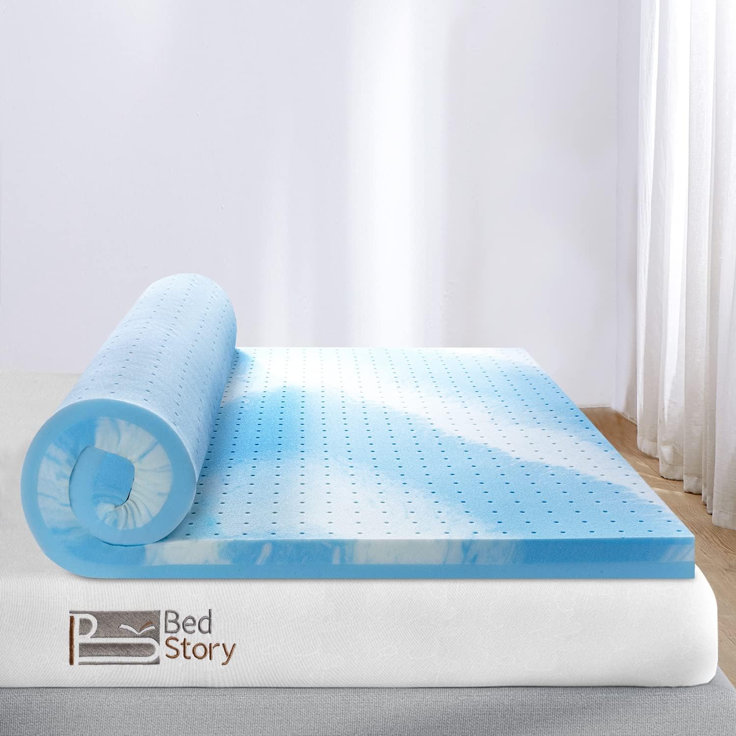 BedStory 3 Inch Memory Foam Mattress Topper Twin, Ventilated Gel Swirl Foam Single Bed Toppers Medium Firm for Pressure Relieving