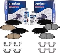 Vista 105 de Detroit Axle - Pastillas de freno delanteras para Nissan Pathfinder Frontier D21 720 Pickup Subaru SVX Pastillas de freno de cerámica con reemplazo