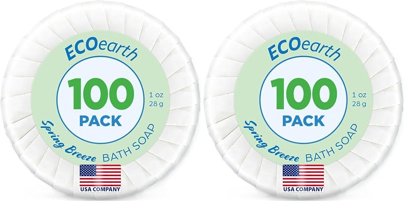 Sabonetes em barra EcoEarth Spring Breeze, 28 g, pacote com 200 unidades