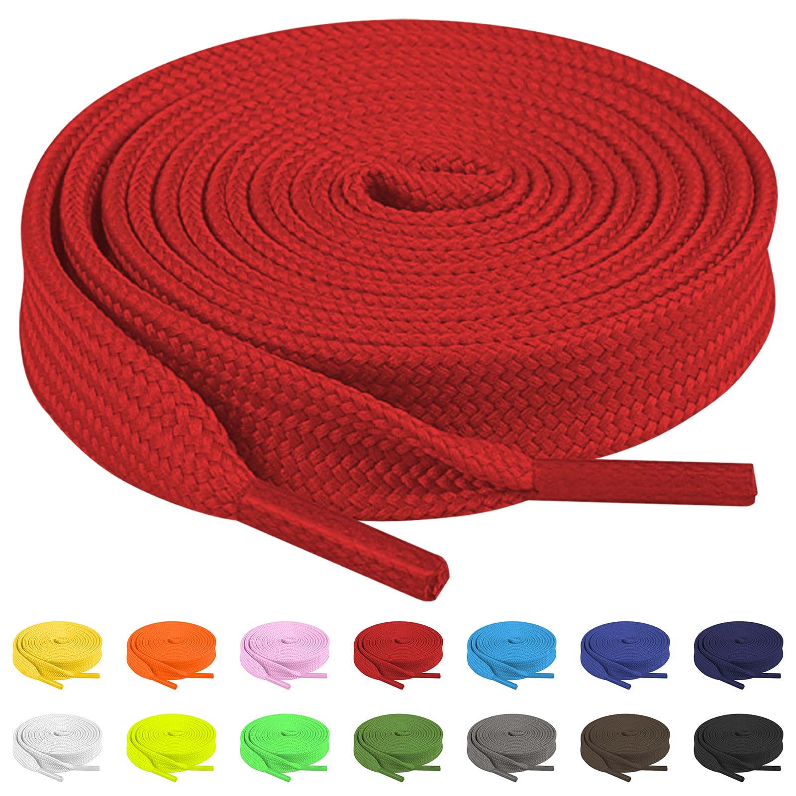 TBOC Cordones Planos para Calzado Zapatos Deportivas Zapatillas Botas Cordón Patines Fútbol Deportes [Ancho 8 mm] Compatibles con Converse Nike Adidas Panama Jack Vans — view 8