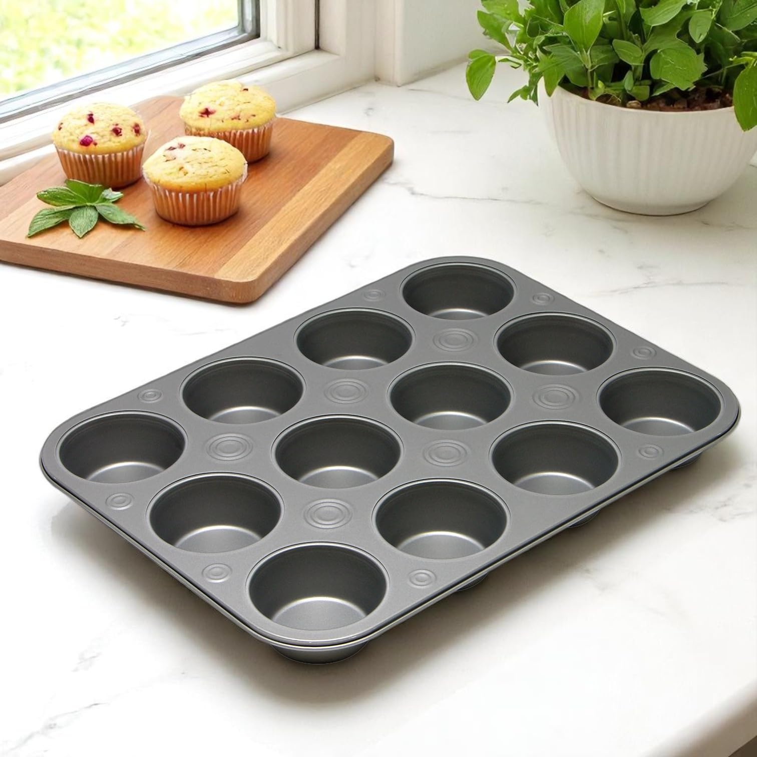 G & S Metal Products Company Baker Eze Muffin-Backform, antihaftbeschichtet, für 12 Muffins, 2 Stück