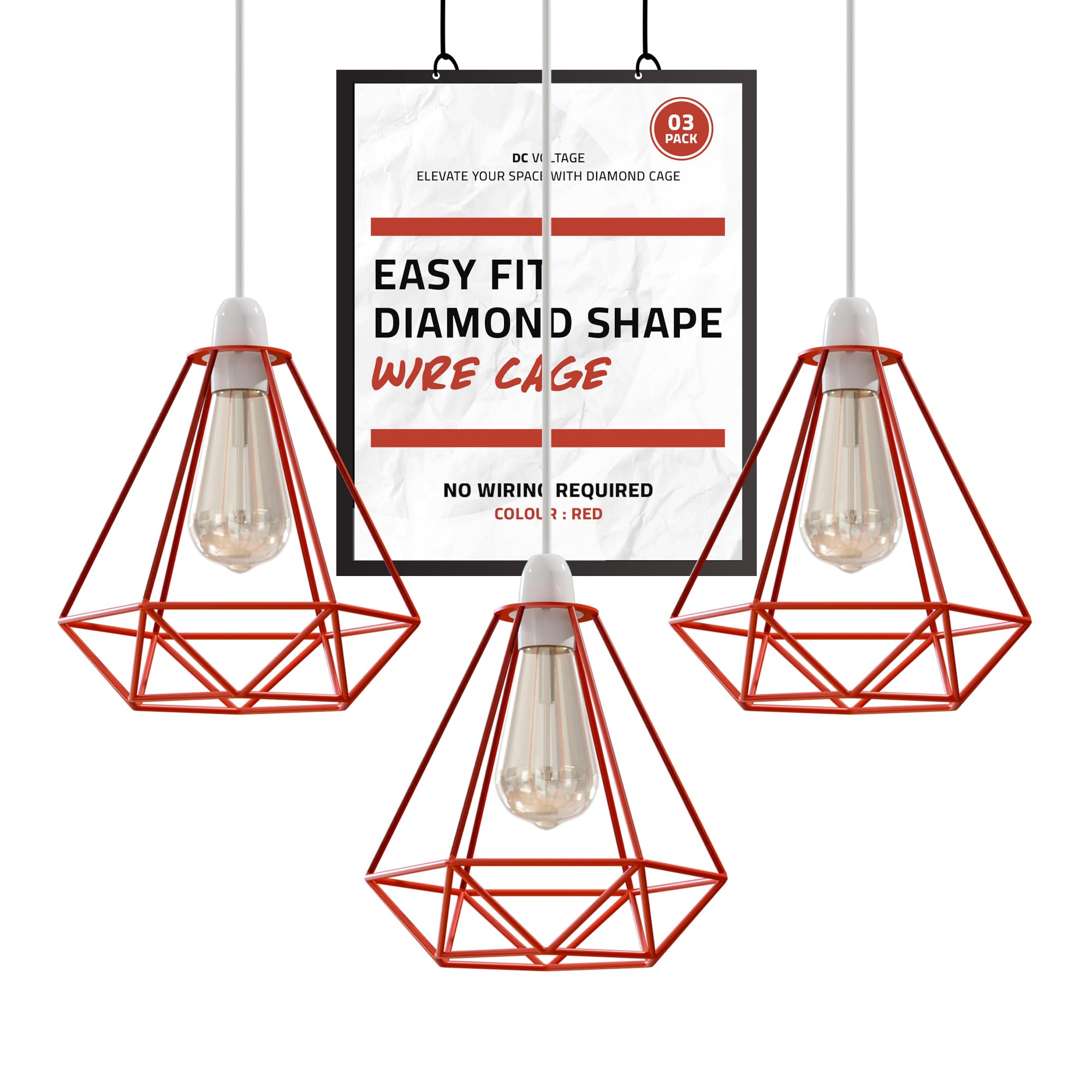 DC Voltage 3 Pack Ceiling Light Wire Basket Metal Basket Pendant Lighting Ceiling Light Shade lamp Shades Ceiling for Indoor Pendant Lights Ceiling Fitting Light fixtures โ image 1