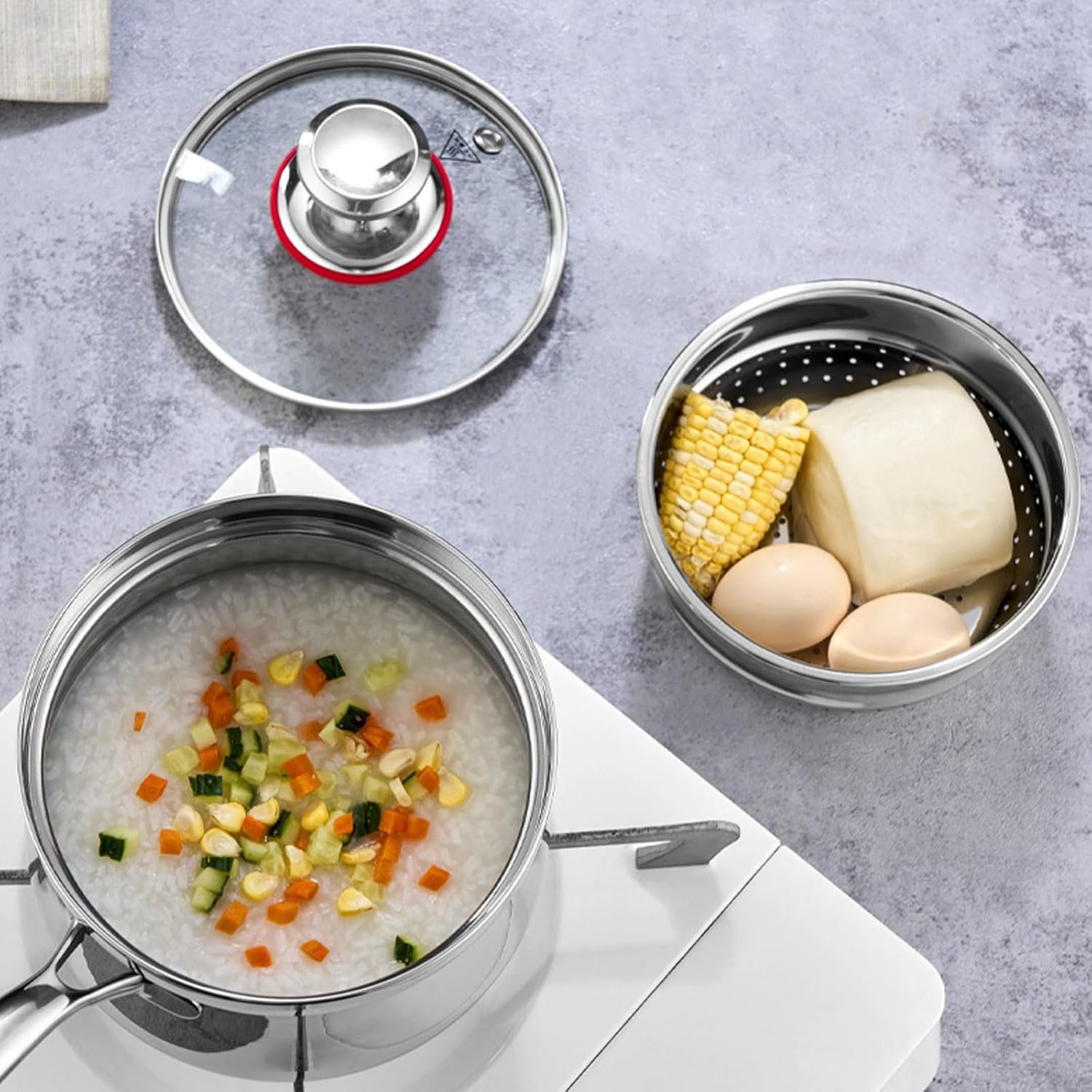 Efficient 304 Stainless Steel Milk And Soup Pots Stewpan Saucepan Cooking Pans Multifunctional Cookware Single Apartment Pots