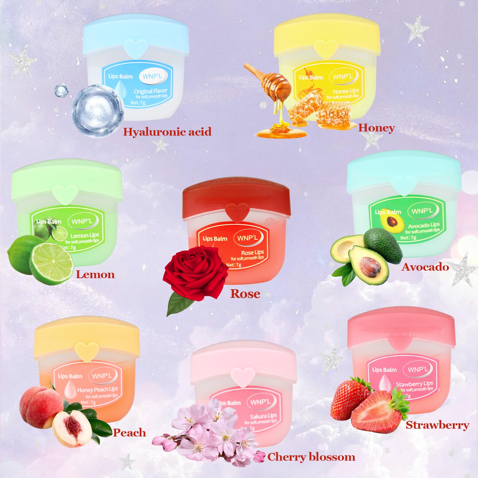 Veroa Lippenbalsam Set – 16 Stück, 8 Geschmacksrichtungen, Mit Jojobaöl & Hyaluron, Vegan