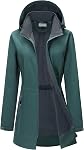 33,000ft Women's Waterproof Softshell Long Rain Jacket with Hood Fleece Lined Windproof Windbreaker