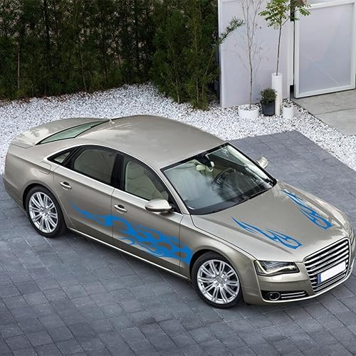 Miniatura 3 de RUIANTE 4 piezas de calcomanías universales de rayas laterales para la carrocería de carreras, calcomanías de falda para el capó y las puertas