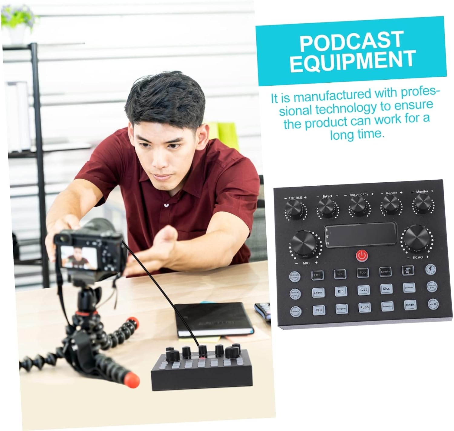 SHOWERORO Sound Card with Colorful Voice Changer for Adults Compatible with Mobile Phones and Computers Electronic Tones for Live Streaming and Recording