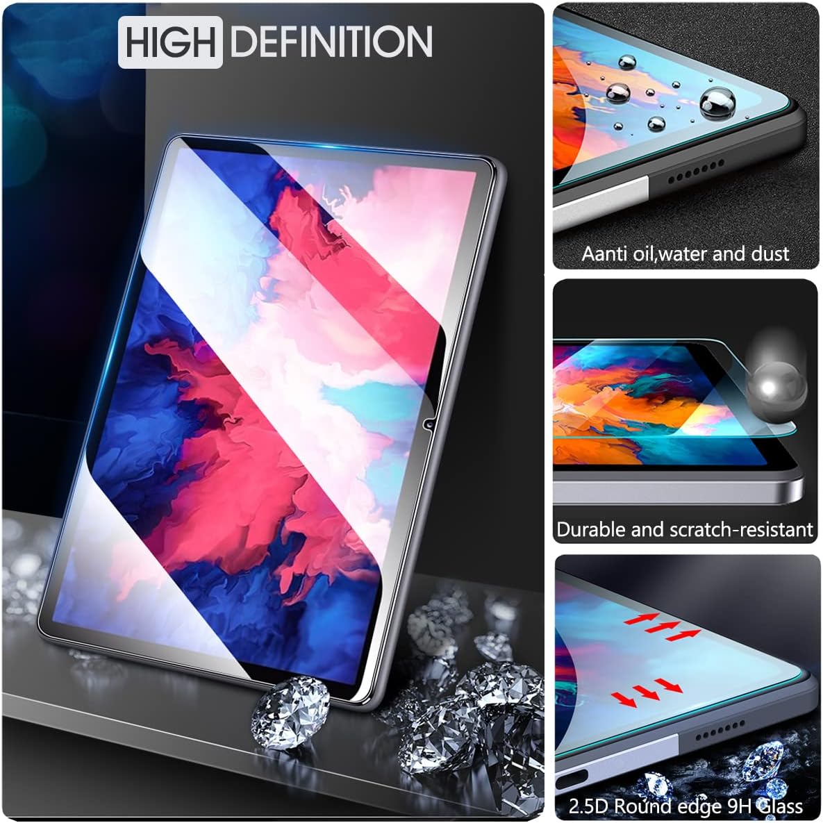 Backlit Keyboard Case with Screen Protector for Lenovo Tab M10 Plus 3rd Gen (2022) 10.6 Inch, 7 Colors Light Detachable Wireless Keyboard Slim Stand Cover with Tempered Glass Screen Protector