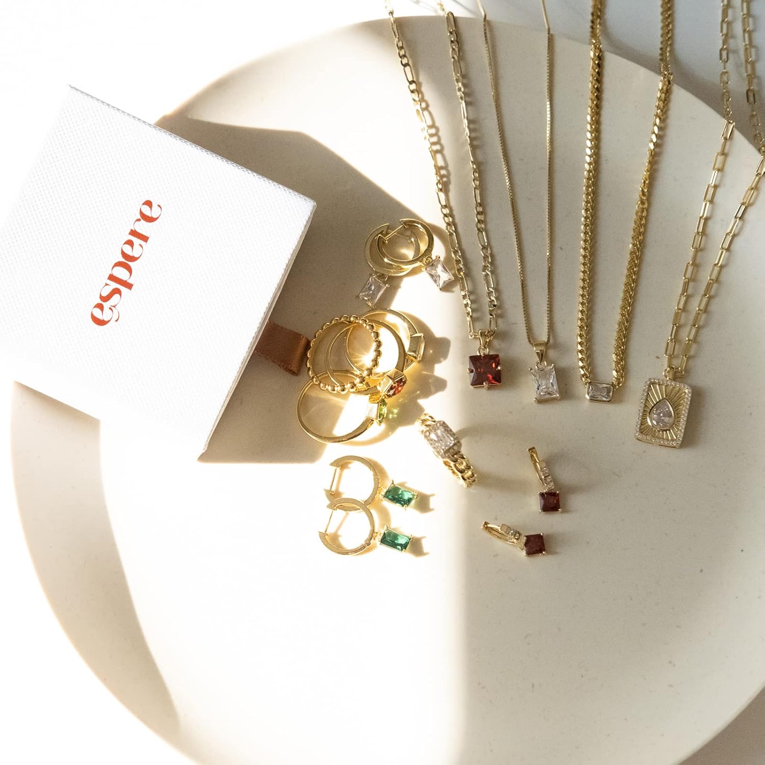 Baguette CZ Pendant Necklace | 14K Gold Plated Sterling Silver | Emerald Baguette Pendant Dainty Box Chain Necklace 18''