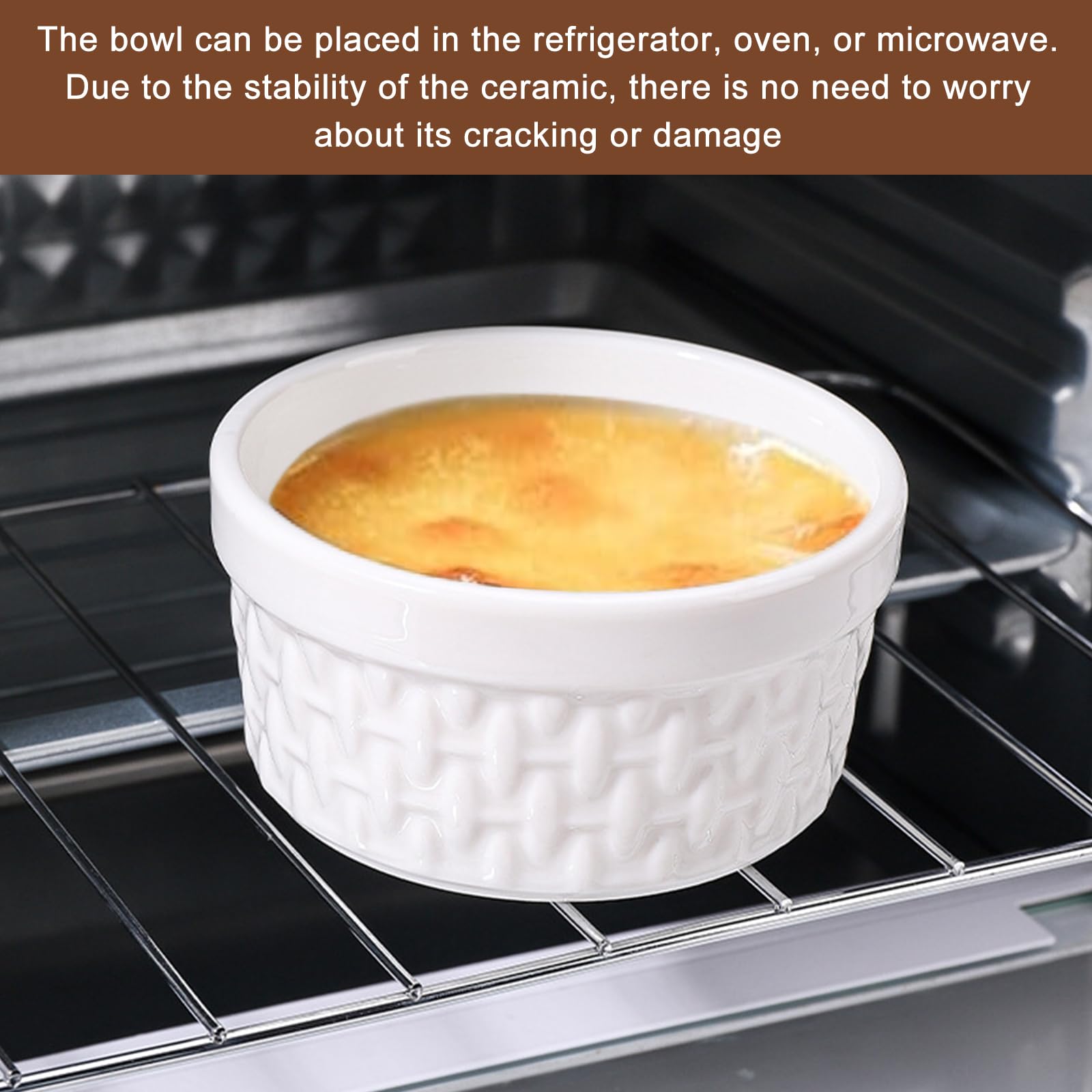 Creme Brulee Schälchen 6 Stück, 160ml Souffle Förmchen Backofenfest, Creme Brulee Schalen, Ragout fin Schalen, Ofenfeste Förmchen, Würzfleisch Schalen, Souffleeförmchen Backofenfest, Weiß