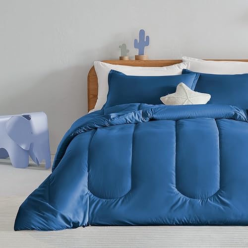 Miniatura 4 de SLEEP ZONE Juego de edredón azul para niños, tamaño matrimonialqueen, juego de edredón de 3 piezas estampado súper suave y lindo para todas las