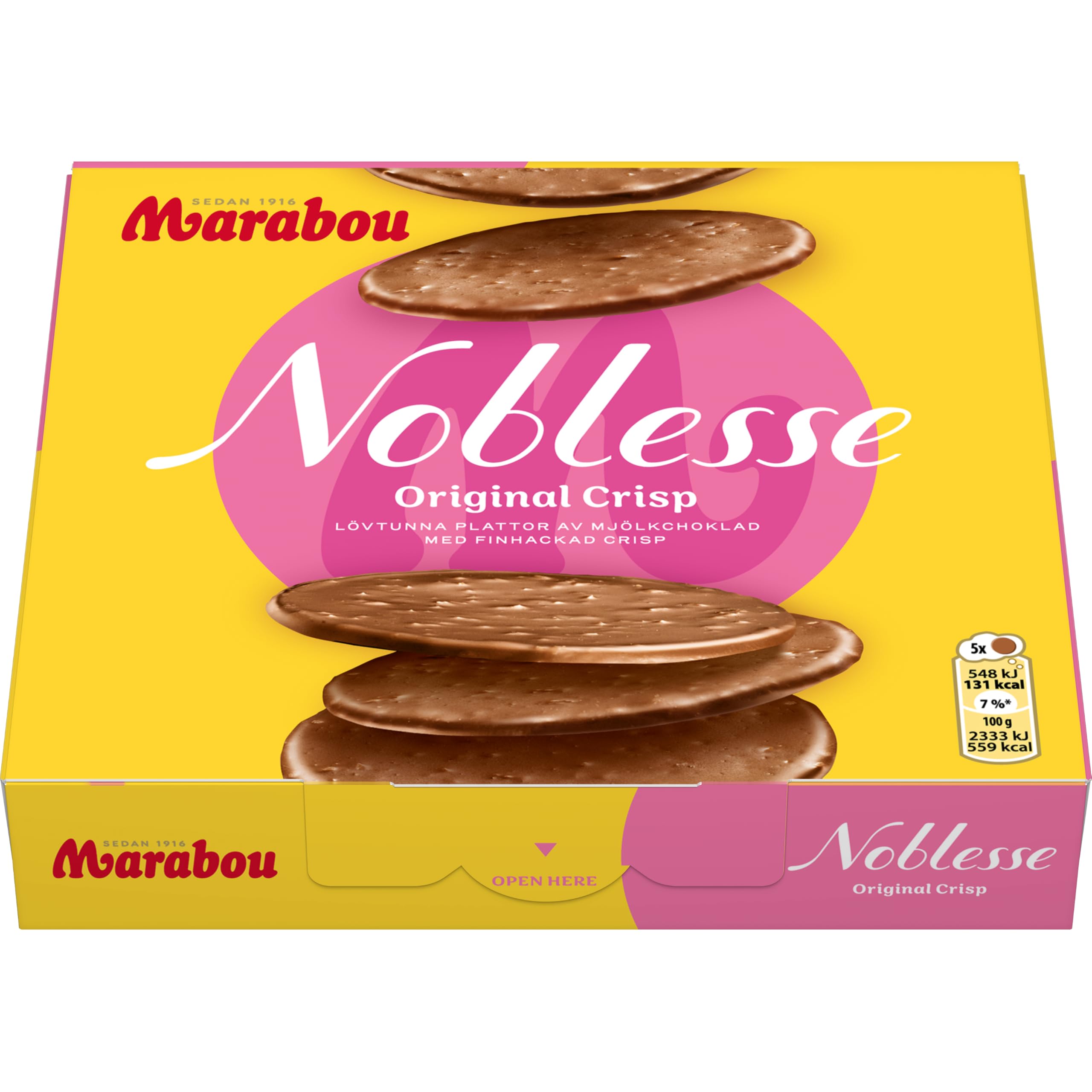 Marabou Noblesse Original, zarte Marabou-Schokolade trifft auf Knusper-Mais, Vollmilchschokolade ideal auch zum Dekorieren von Kuchen und Torten, 12 x 150 g
