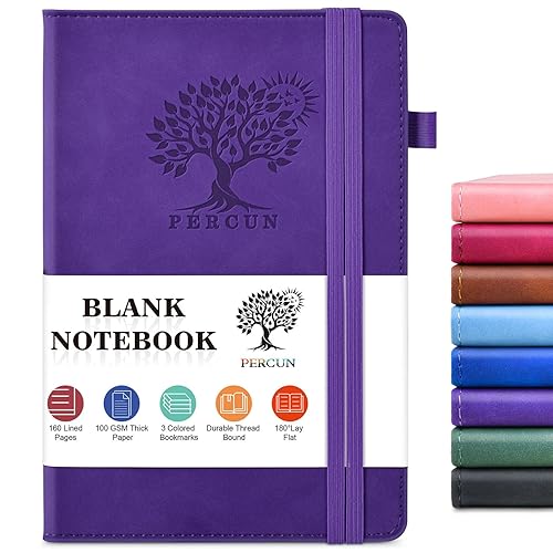 PERCUN Blank Journal Ntebook for Men & Women, 160 Pages