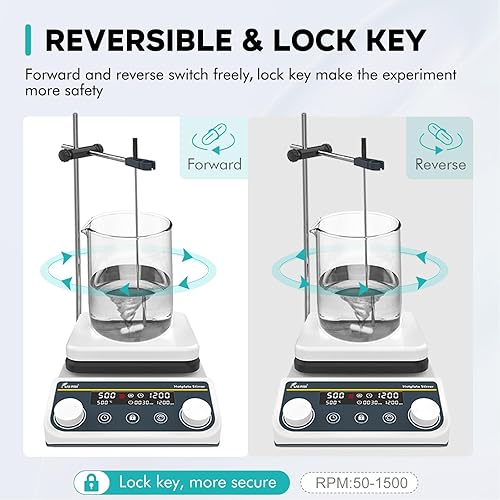 Miniatura 4 de LAB FISH Agitador magnético 8L Placa caliente 590.0 F590 Mezclador de agitación digital calentado 50-1500rpm Función de sincronización hacia