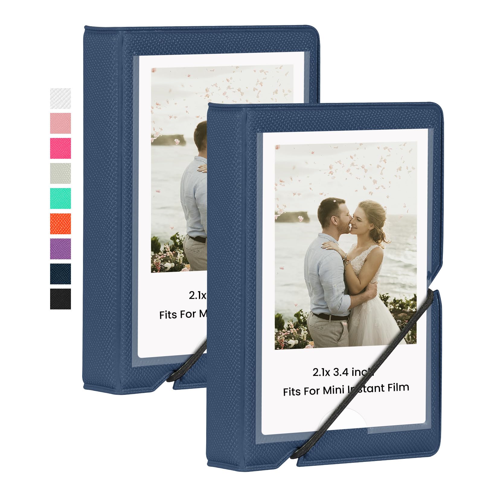 lifting 2 pack mini photo album with 28 pocket 2x3 inch pictures fits for fujifilm instax mini 7s 8 9 11 25 26 40 50s 90 evo z2300 instant camera, polaroid snap,kpop photocard holder (marine blue)