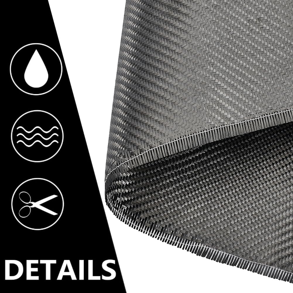 OLYCRAFT 5mx32.4cm tela de fibra de carbono hoja de fibra de carbono negra tela de fibra de carbono pura 2 x 2 sarga Weave-3k/220g tela de grafito ligero de alta resistencia para sótano