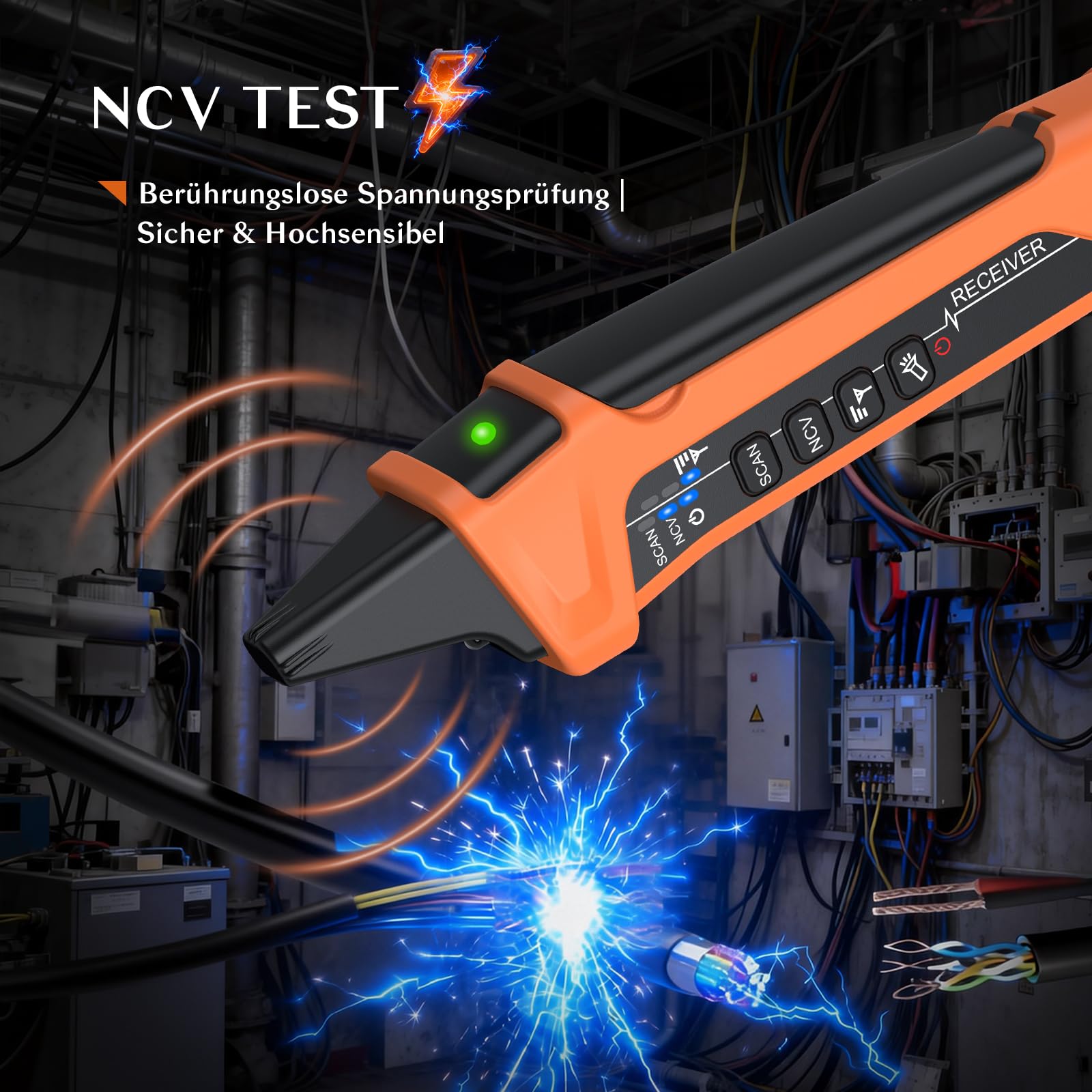 Sicherungsfinder Set, Ortungsgerät Stromkreise mit Steckdosentester FI-/Verdrahtungstest, berührungsloser Spannungsprüfer mit Lampe, LCD-Display 230V NCV Phasenprüfer Leitungssuchgerät