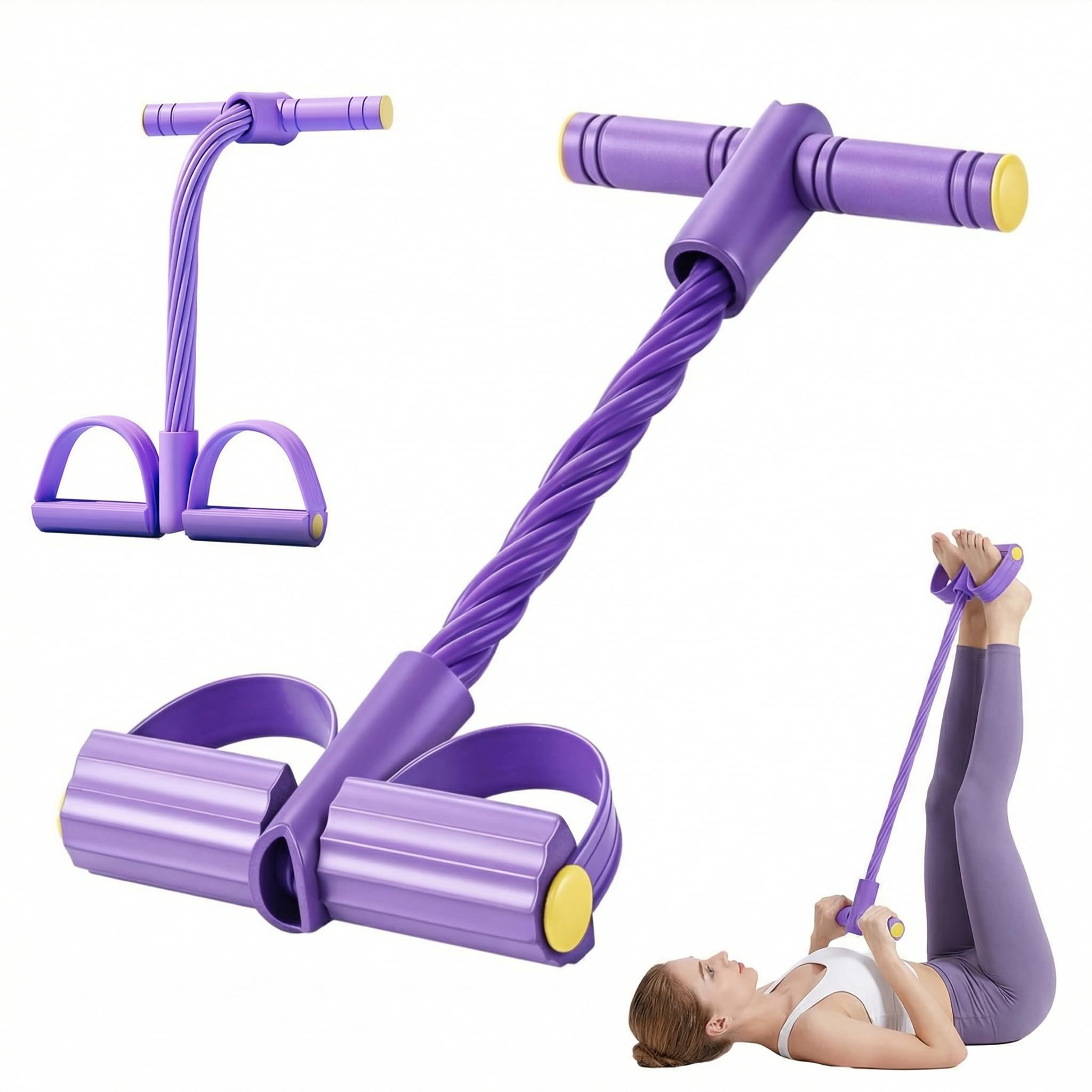 【2026進化した6本ロープ式！】トレーニングチューブ ストレッチバンド ペダル付き バンド ハンドル ペダル付き 肩 エクササイズバンド 肩甲骨 背筋 脚 腕 腹最適 高弾性 滑り止め ゴムチューブ フィットネスバンド トレーニングバンド ベルト 筋トレ 姿勢矯正 猫背矯正 ダイエット 初心者 (パープル)