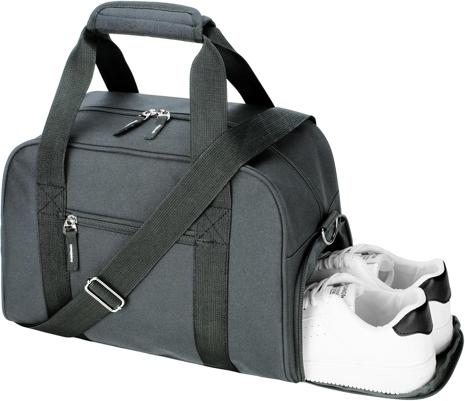 SeaRock 14 inch Small Gym Bag for Men & Women, Mini Duffle Bag with Shoe Compartment, Carry On Duffel Bag for Travel Sports, Dark Grey