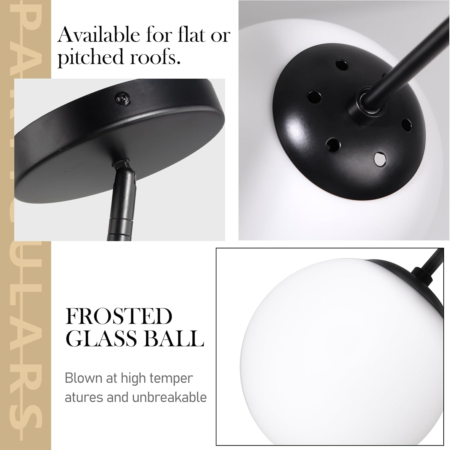 Bagood 6 Inch Globe Pendant Light Black Mid Century Modern Globe Light Fixture Mid Century Milk Glass Pendant Lamp Matte Black Finished with Milk Glass Lampshade for Kitchen Island