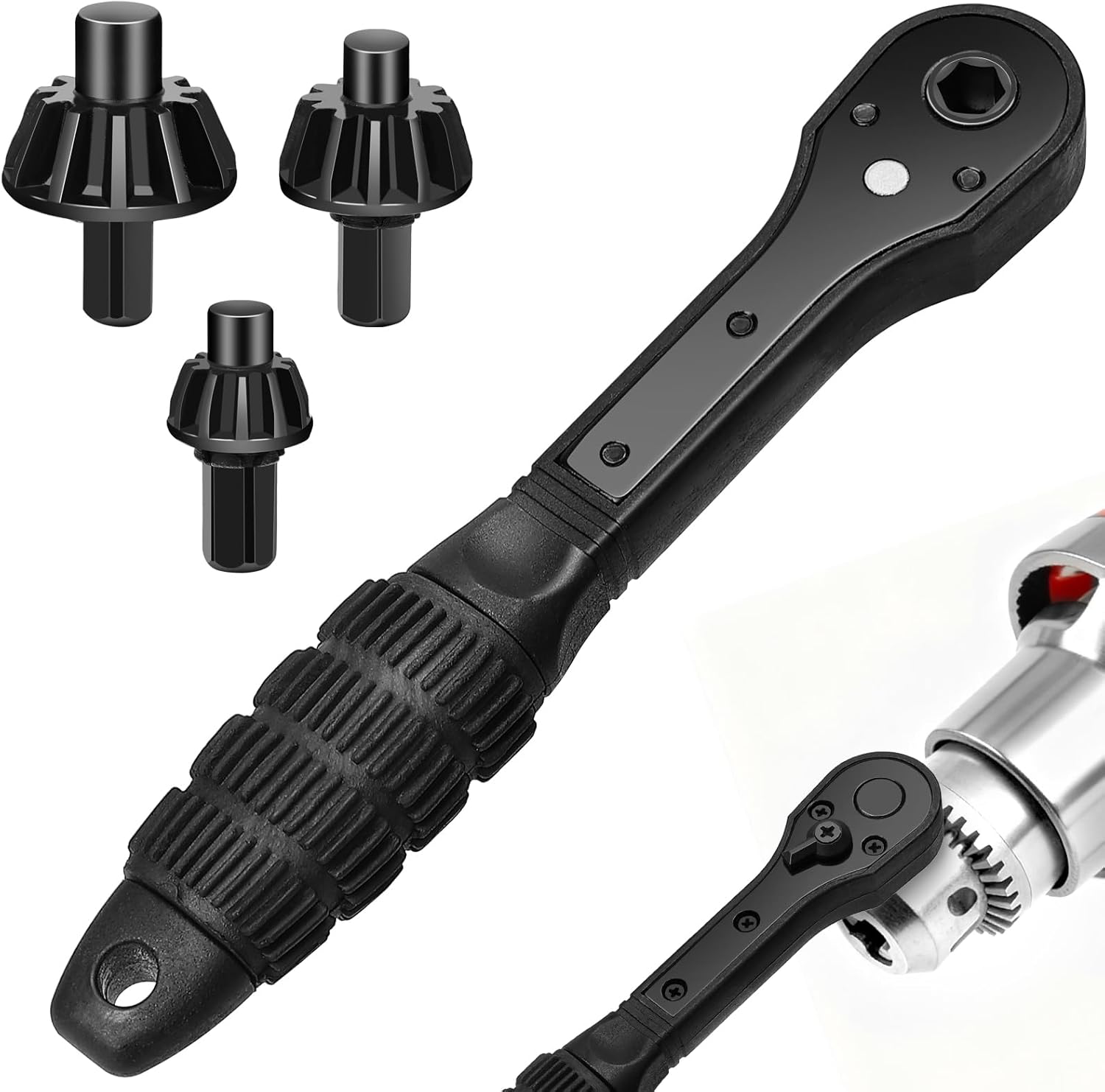3-in-1 Ratchet Drill Chuck Key Wrench 3 Socket Sizes Drill Key Chuck for Electric Drills Power Tools Replacement