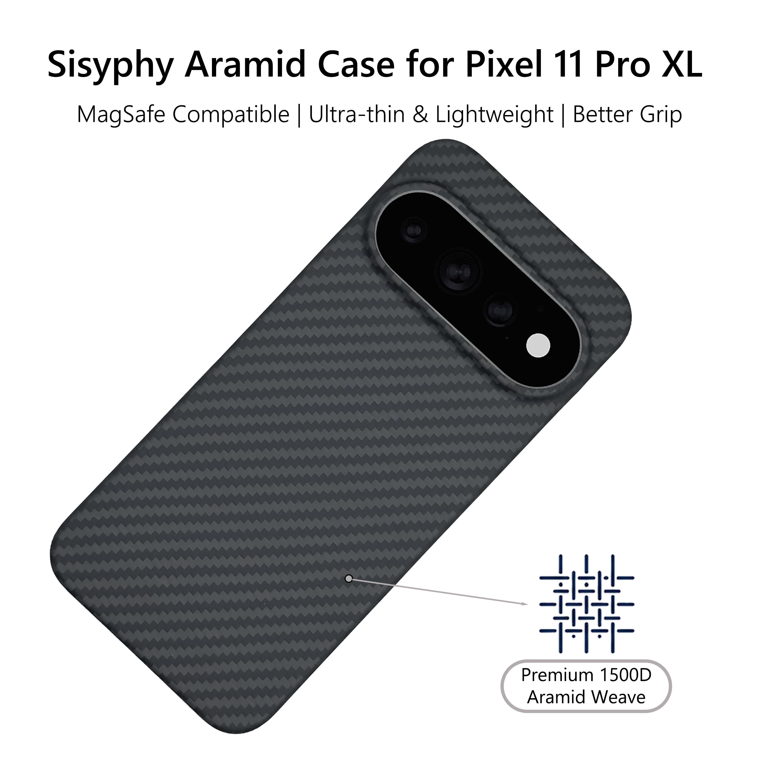 Sisyphy Custodia magnetica sottile per Google Pixel 11 Pro XL, in fibra di carbonio aramidica, 1500D
