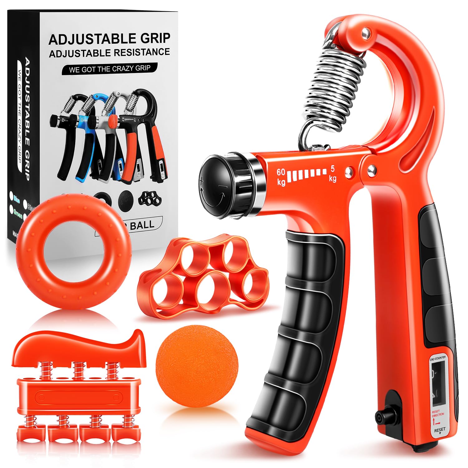 Hand Grip Strengthener, Exerciseur Poignet, Résistance Réglable 5-60 Kg, Entraînement Intensif
