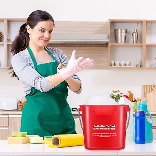 Miniatura 7 de Seewey - Cubo de limpieza de 6 cuartos de galón de capacidad, cubo cuadrado de desinfectante pequeño, cubo de detergente para el hogar, comercial,