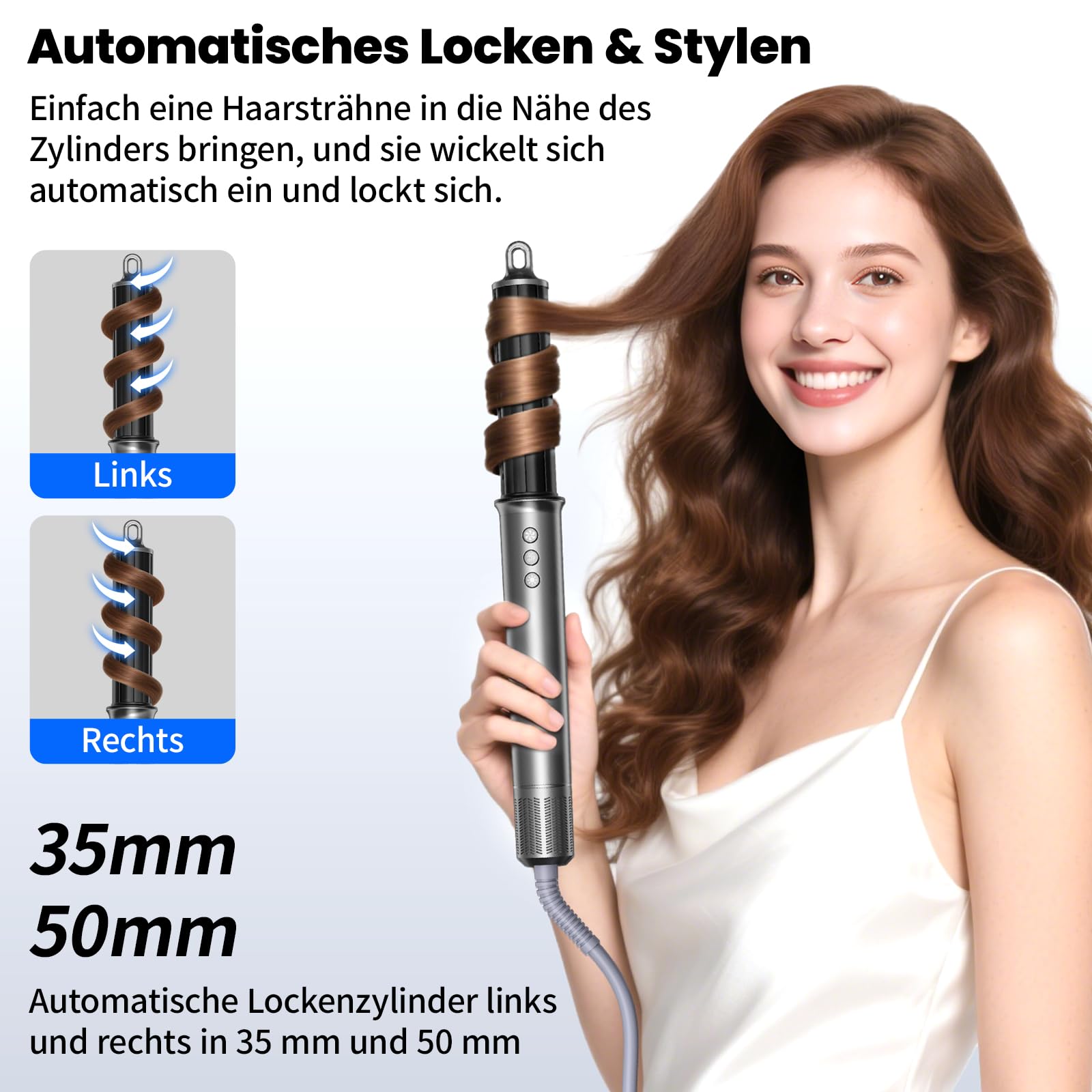 MANKIW 5 in 1 Airstyler Set,Heißluftstyler & Warmluftbürste mit 110.000 U/Min Hochgeschwindigkeitsmotor, Wirbelluft-Technologie, 500 Mio. Ionen, Automatischer Lockenstab, Glättbürste & Volumenstyler