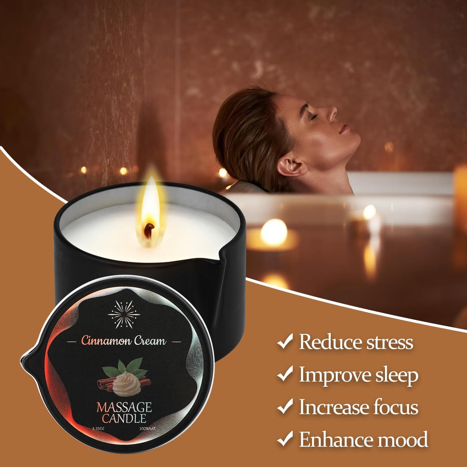 Juego de velas de masaje de 6 aromas, velas de aromaterapia de cera de soja con aceite suavizante de la piel, mezcla de soja de coco a baja temperatura para parejas