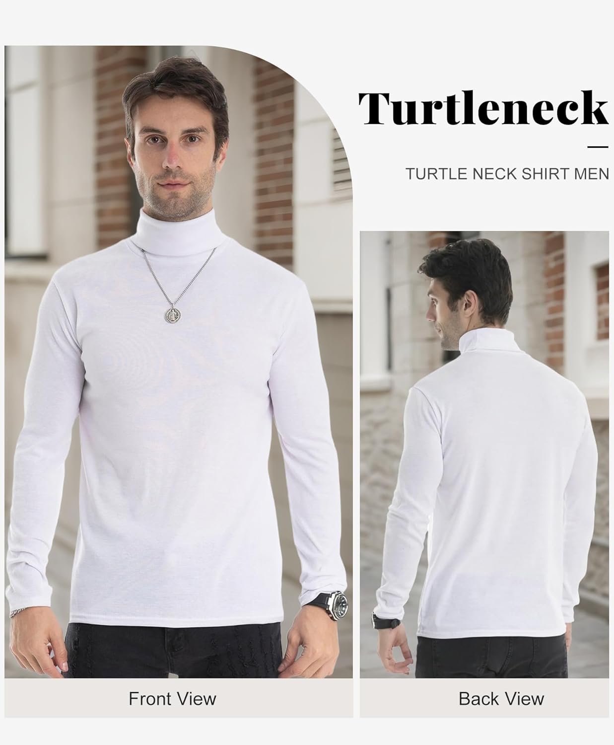 Men's Slim Fit Lightweight Long Sleeve Knitted Pullover Top Turtleneck Sweater T-Shirt - Image 4