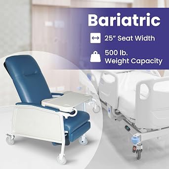 Bariatric Medical Recliner Chairs for Elderly - Geri Chair Recliner with Wheels, Tray, and Elevating Legrests for Seniors - 500 lbs Weight Capacity