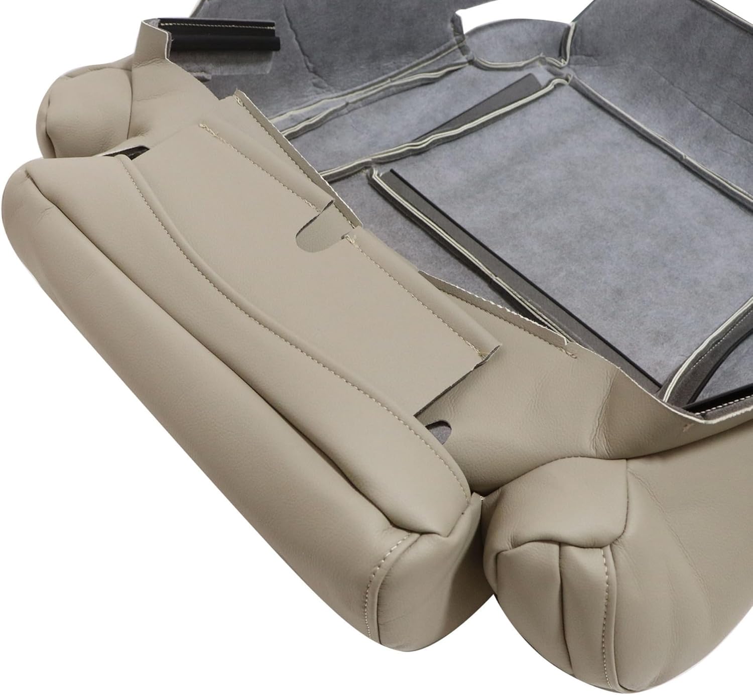 GXARTS Driver & Passenger Side Top Lean Back and Bottom Leather Seat Cover Tan Compatible with Toyota Tundra & Sequoia 2007 2008 2009 2010 2011 2012 2013