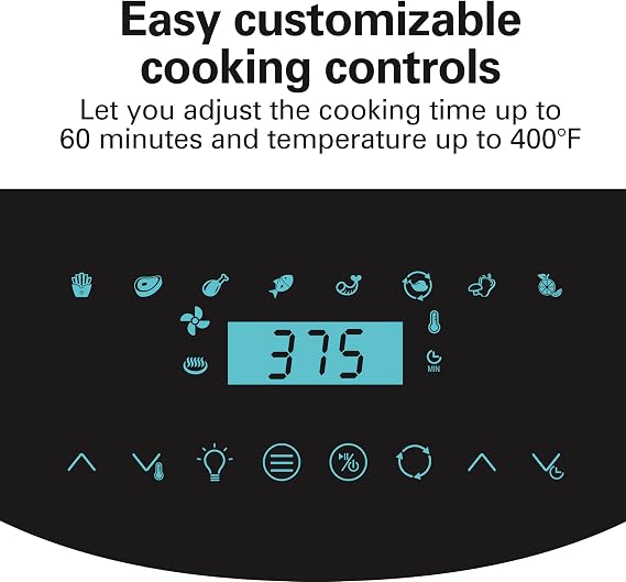 Hamilton Beach 11.6 QT Digital Air Fryer Oven with Rotisserie, 8 Pre-Set Functions including Dehydrator, Roaster & Toaster, 1700W, Black (35073)