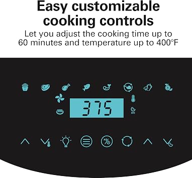 Hamilton Beach 11.6 QT Digital Air Fryer Oven with Rotisserie, 8 Pre-Set Functions including Dehydrator, Roaster & Toaster, 1700W, Black (35073)