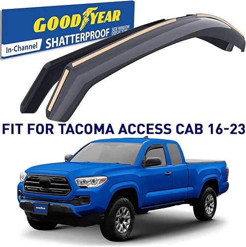 Miniatura 2 de Goodyear Deflectores de ventana inastillables en el canal para camiones, Toyota Tacoma 2016-2023 Access Cab, protectores de lluvia, viseras de