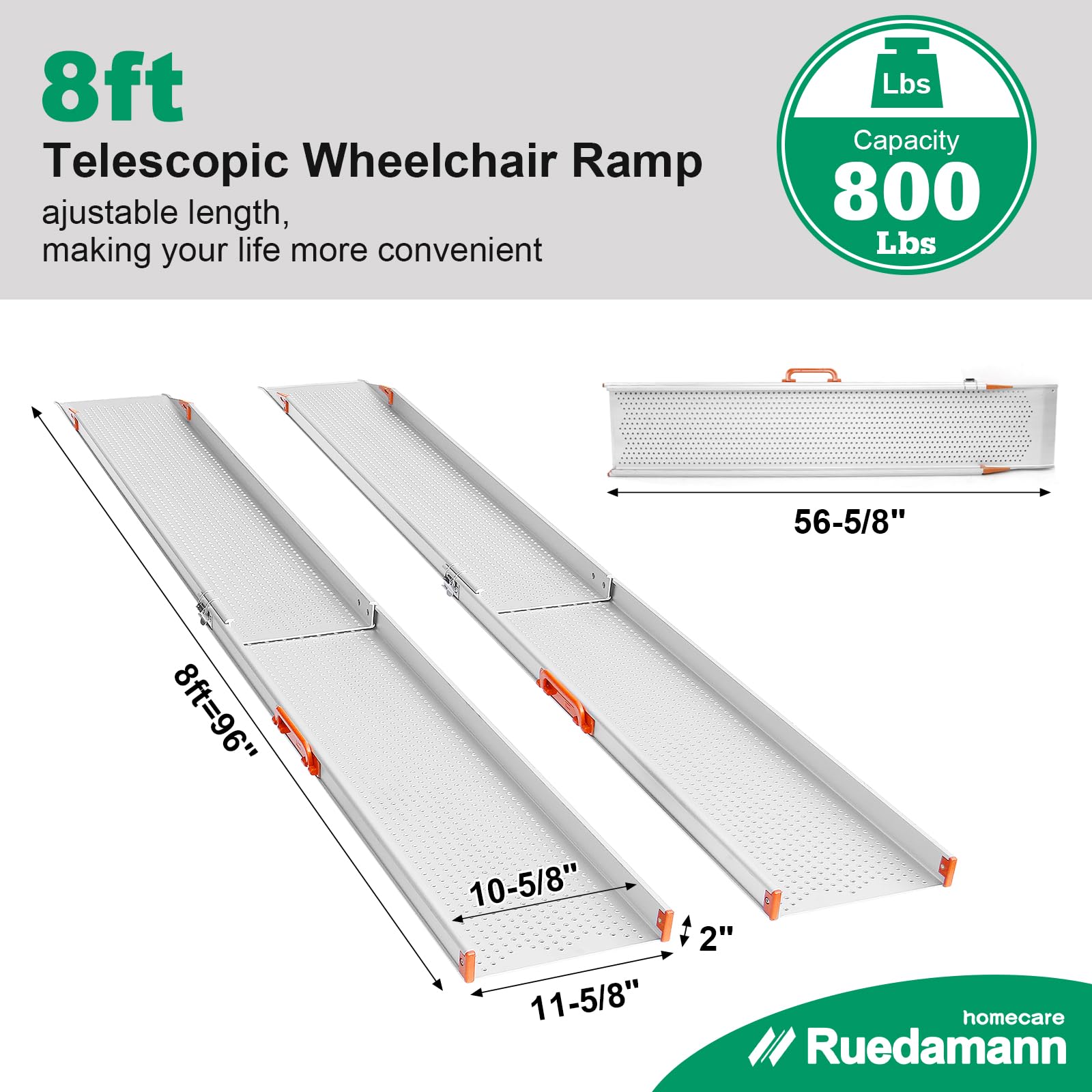 Snapklik.com : 8FT Adjustable Wheelchair Ramp, 11-5/8