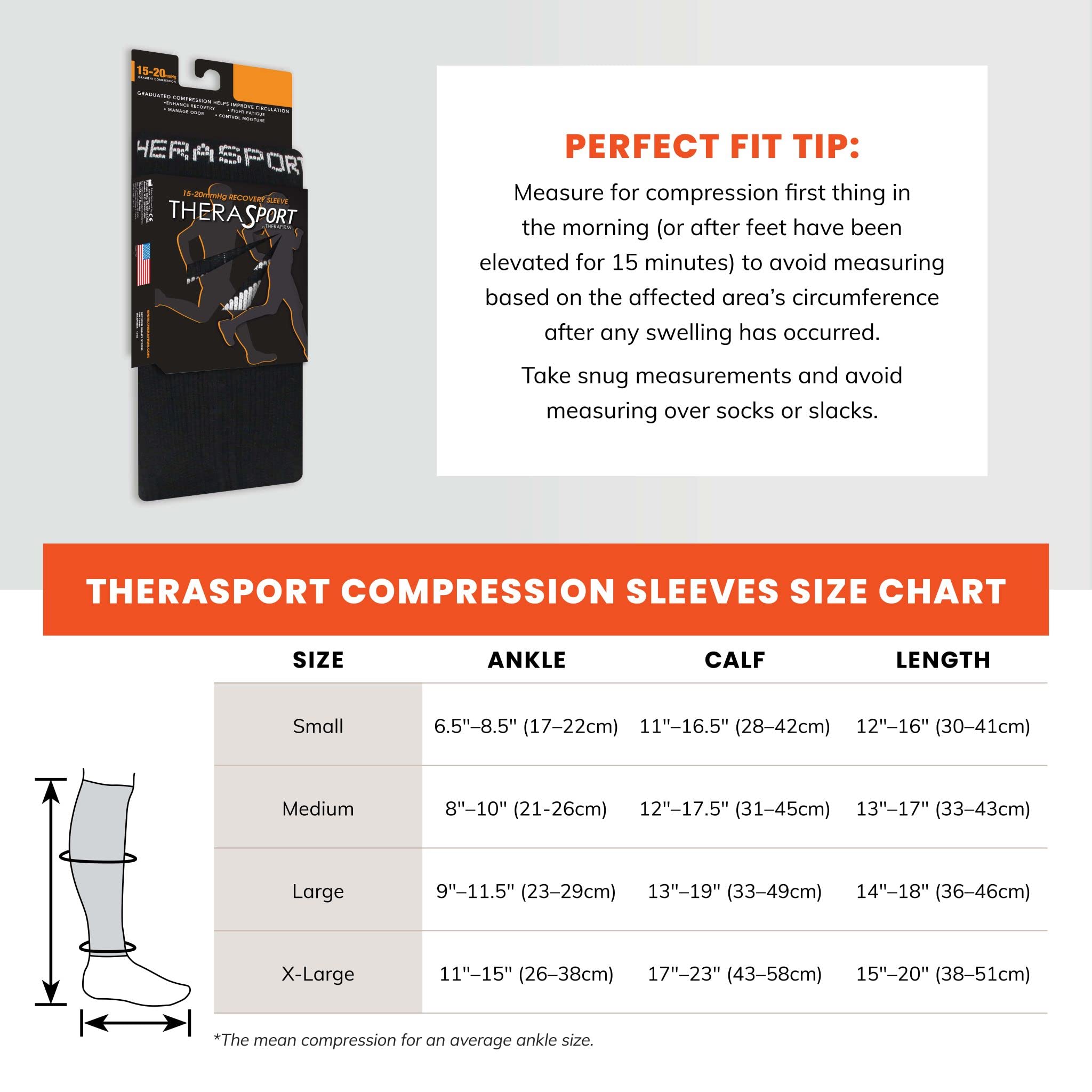 THERASPORT Bein-Ärmel für leichte Kompression, 15-20 mmHg, Unisex-Erwachsene, weiß, X-Large