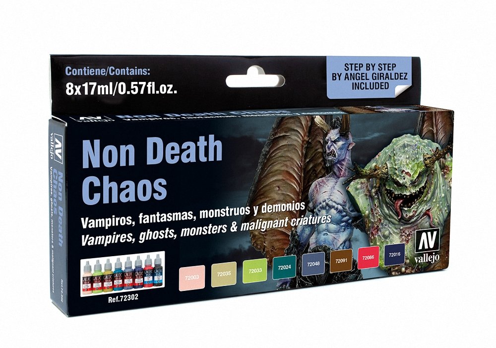 VallejoGame Color Set - Non Dead Choas,Black/Purple/Red/Silver/White/Yellow,17 ml (Pack of 8)